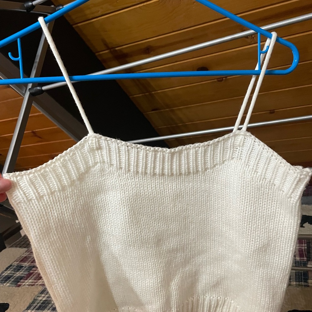 Cream Knit Spaghetti Strap Top